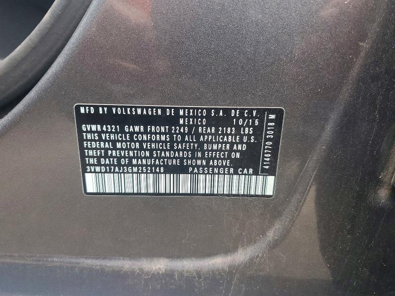 Продажа на аукционе авто 2016 Volkswagen Jetta, vin: 3VWD17AJ3GM252148, номер лота: 56445076