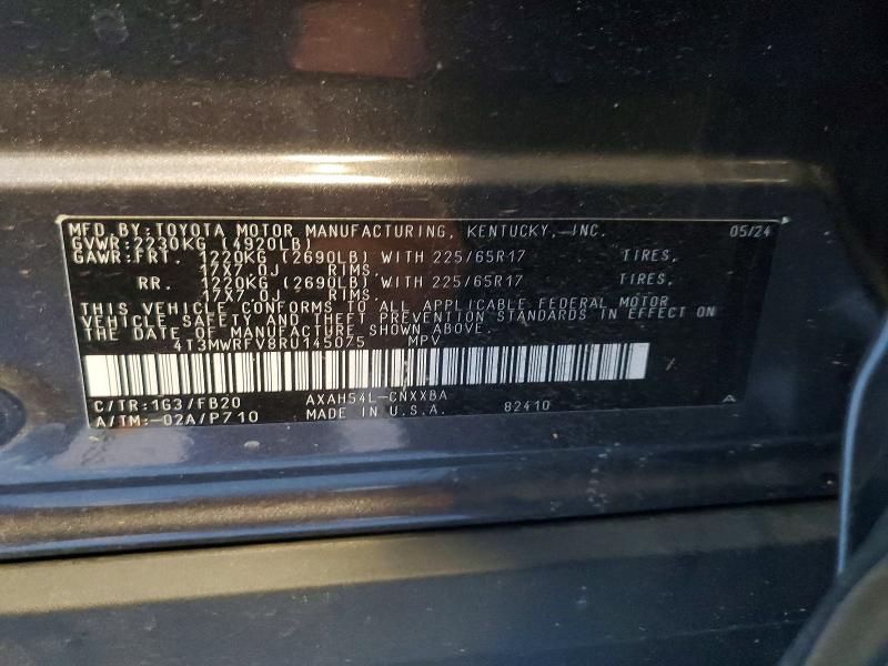 2024 Toyota Rav4 მანქანა იყიდება აუქციონზე, vin: 4T3MWRFV8RU145075, აუქციონის ნომერი: 57580866