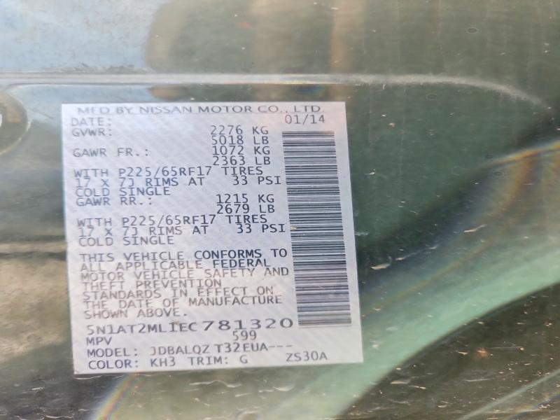 Aukcja sprzedaży 2014 Nissan Rogue, vin: 5N1AT2ML1EC781320, numer aukcji: 58015306