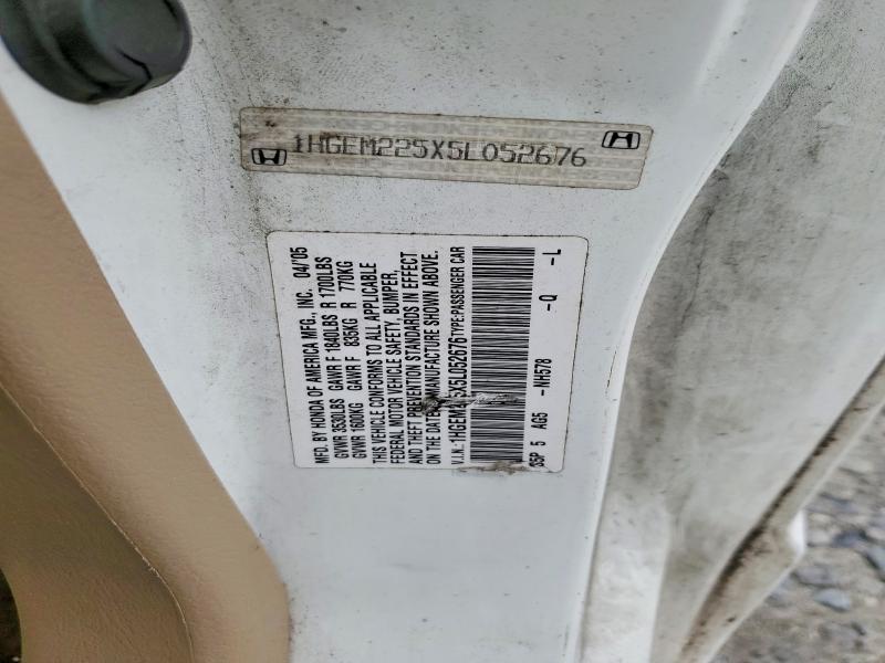 2005 Honda Civic მანქანა იყიდება აუქციონზე, vin: 1HGEM225X5L052676, აუქციონის ნომერი: 59130556