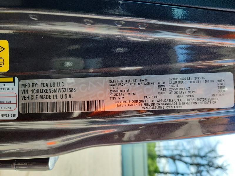 Aukcja sprzedaży 2021 Jeep Wrangler Unlimited, vin: 1C4HJXEN6MW531588, numer aukcji: 58547576