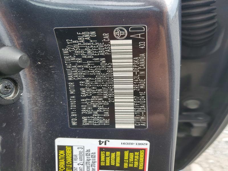 Aukcja sprzedaży 2013 Toyota Corolla, vin: 2T1BU4EEXDC008045, numer aukcji: 58645196