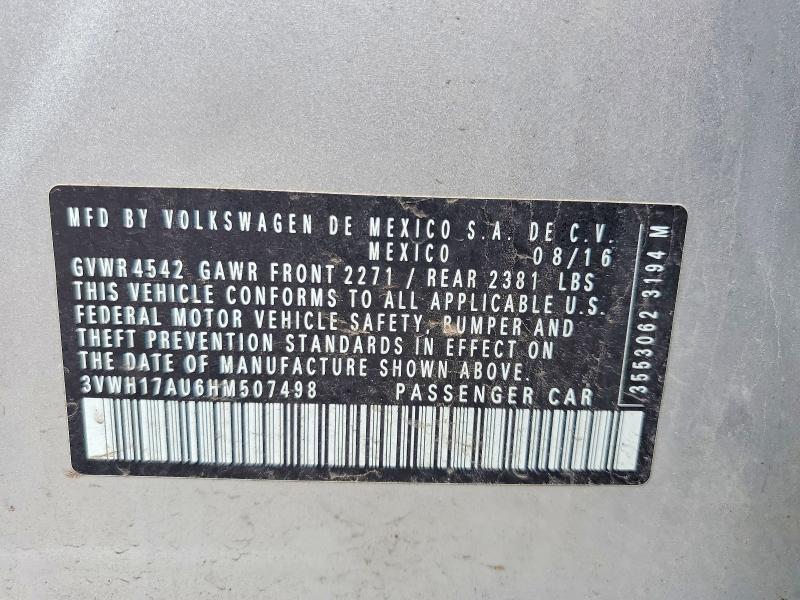 58170576 :رقم المزاد ، 3VWH17AU6HM507498 vin ، 2017 Volkswagen Golf Alltrack مزاد بيع