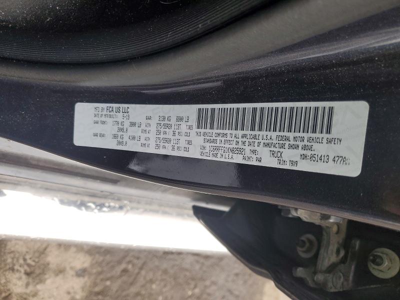 Продажа на аукционе авто 2019 Ram 1500, vin: 1C6RRFFG1KN825921, номер лота: 57726706