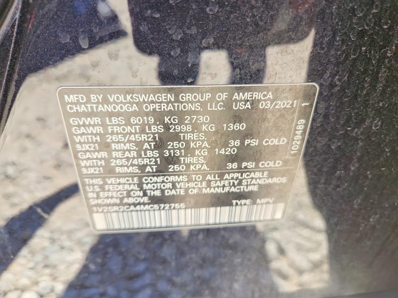 2021 Volkswagen Atlas მანქანა იყიდება აუქციონზე, vin: 1V2SR2CA4MC572755, აუქციონის ნომერი: 57000756