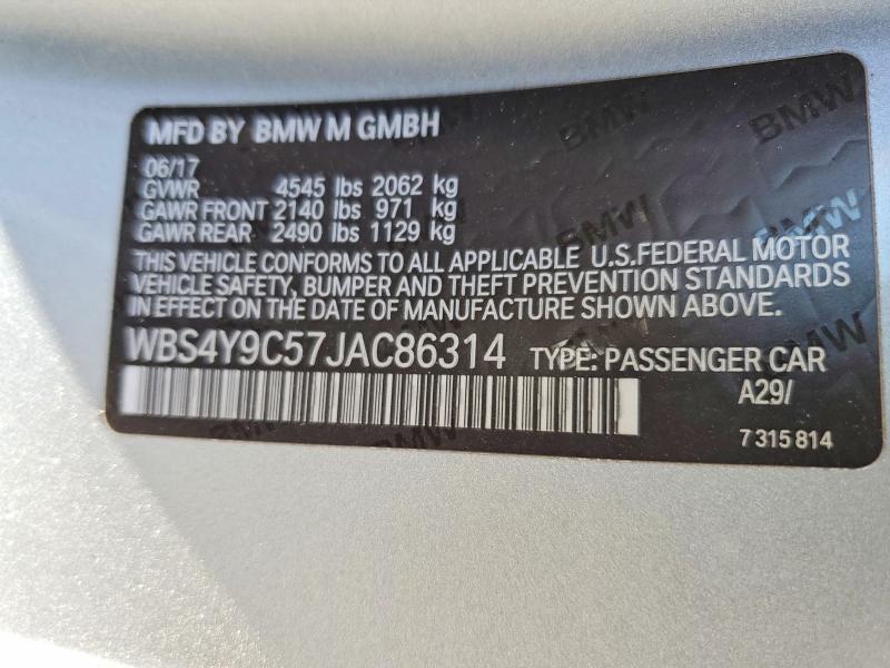 56294256 :رقم المزاد ، WBS4Y9C57JAC86314 vin ، 2018 Bmw M4 مزاد بيع