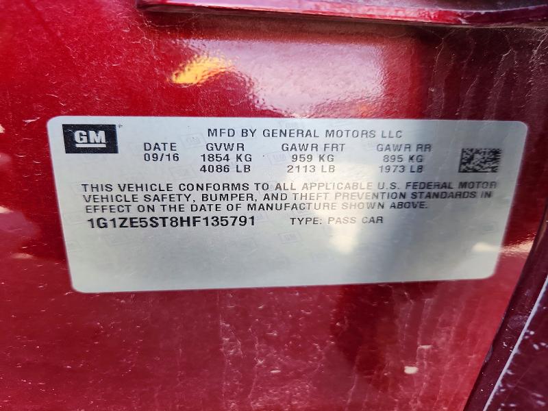 Продаж на аукціоні авто 2017 Chevrolet Malibu, vin: 1G1ZE5ST8HF135791, номер лоту: 57147226