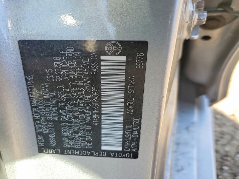 Aukcja sprzedaży 2015 Toyota Camry, vin: 4T4BF1FK6FR499251, numer aukcji: 55804816