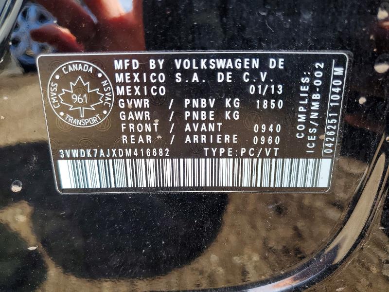 56789136 :رقم المزاد ، 3VWDK7AJXDM416682 vin ، 2013 Volkswagen Jetta مزاد بيع