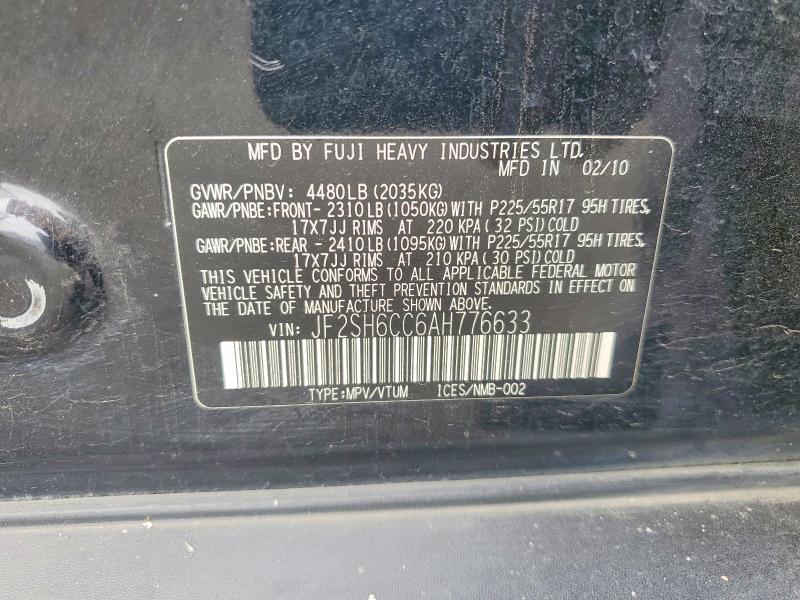 2010 Subaru Forester მანქანა იყიდება აუქციონზე, vin: JF2SH6CC6AH776633, აუქციონის ნომერი: 56849726