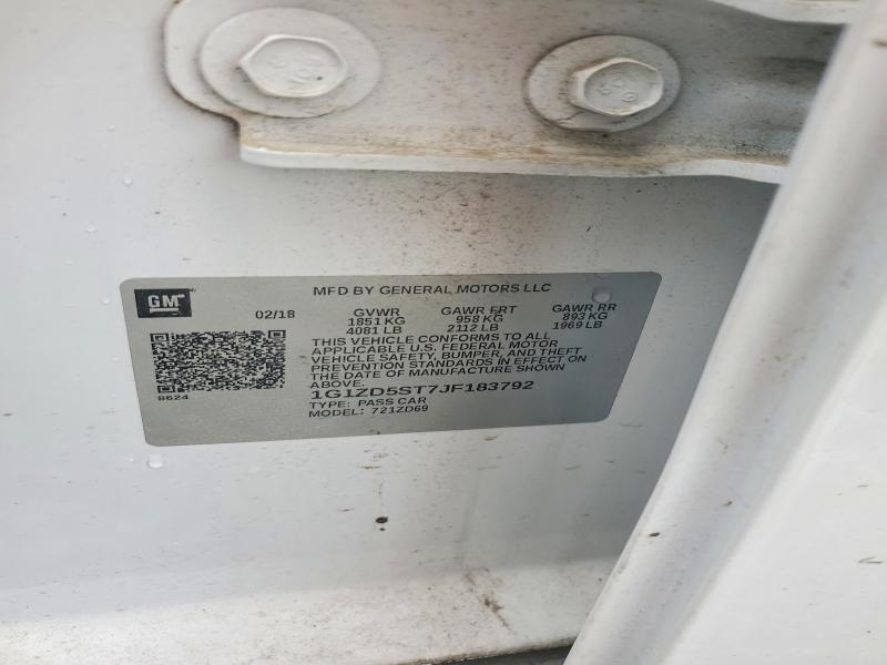 57689676 :رقم المزاد ، 1G1ZD5ST7JF183792 vin ، 2018 Chevrolet Malibu مزاد بيع