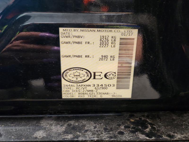Aukcja sprzedaży 2017 Nissan Altima, vin: 1N4AL3APXHN334503, numer aukcji: 58887336