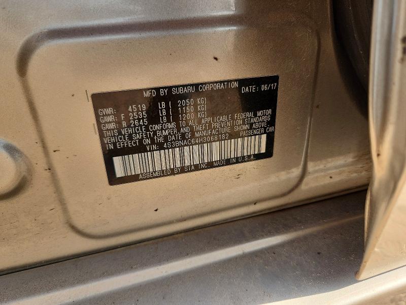 54428366 :رقم المزاد ، 4S3BNAC64H3068182 vin ، 2017 Subaru Legacy مزاد بيع