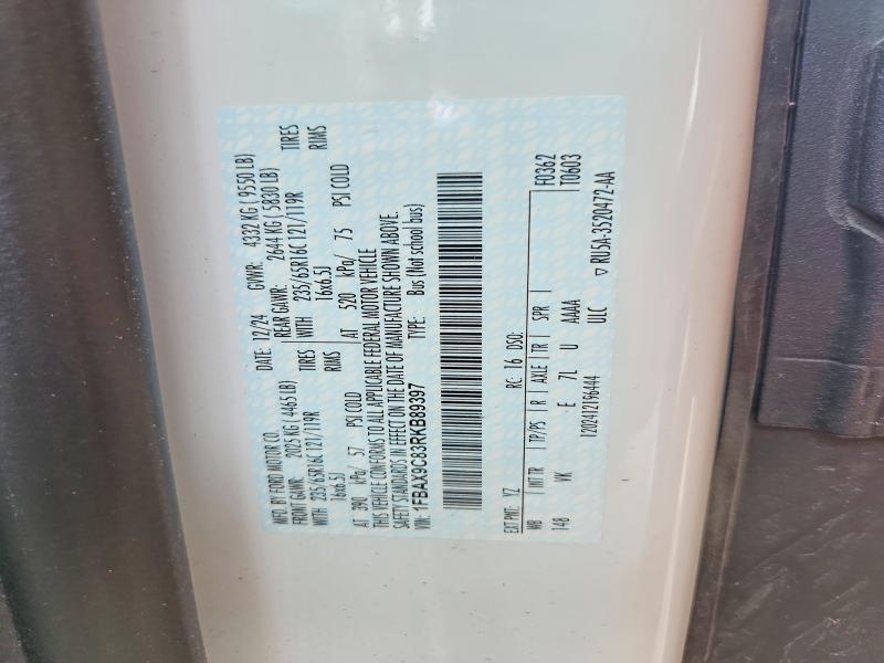 2024 Ford Transit მანქანა იყიდება აუქციონზე, vin: 1FBAX9C83RKB89397, აუქციონის ნომერი: 59157346