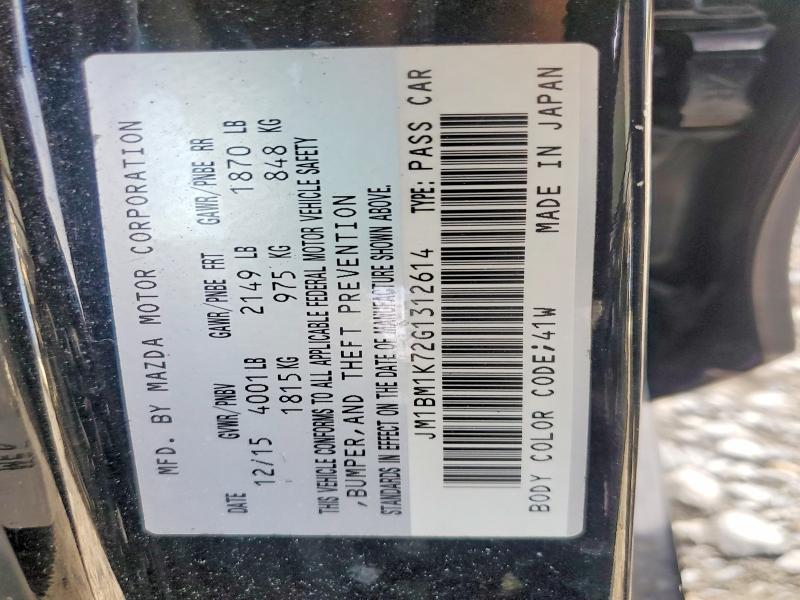 Aukcja sprzedaży 2016 Mazda 3, vin: JM1BM1K72G1312614, numer aukcji: 59115246