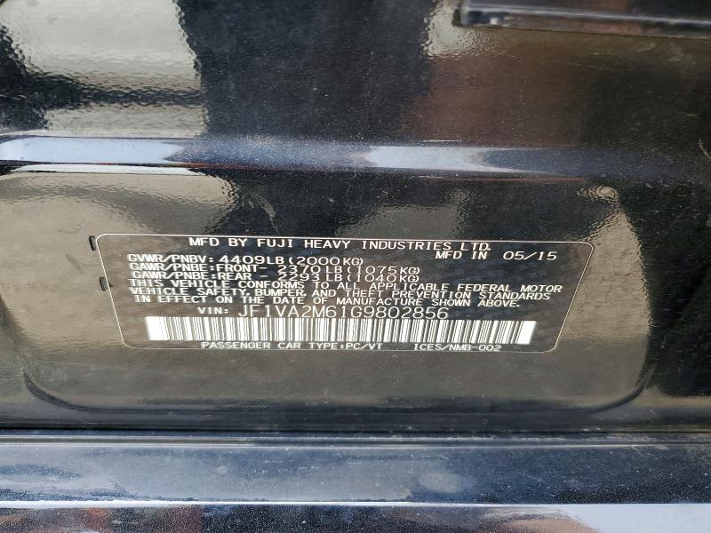 Aukcja sprzedaży 2016 Subaru Wrx, vin: JF1VA2M61G9802856, numer aukcji: 55524056