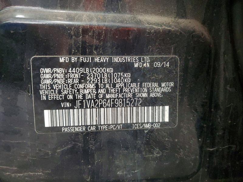 2015 Subaru Wrx მანქანა იყიდება აუქციონზე, vin: JF1VA2P64F9815272, აუქციონის ნომერი: 56729676
