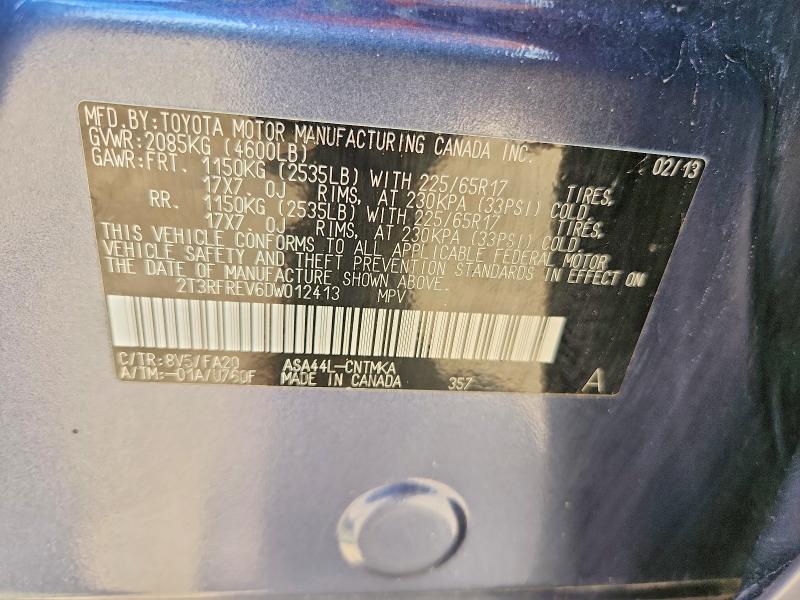 Продаж на аукціоні авто 2013 Toyota Rav4, vin: 2T3RFREV6DW012413, номер лоту: 57586966