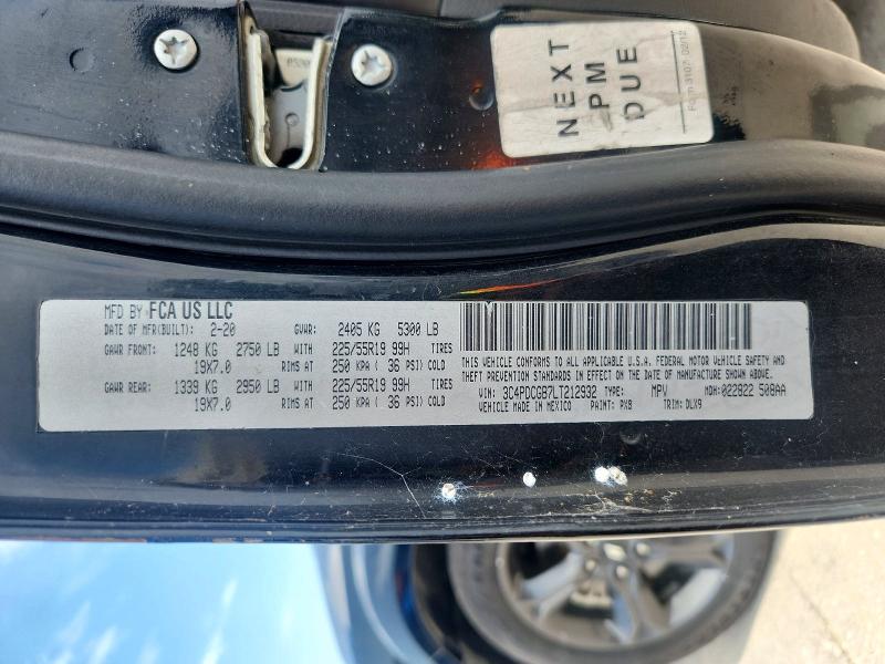 59208286 :رقم المزاد ، 3C4PDCGB7LT212932 vin ، 2020 Dodge Journey مزاد بيع