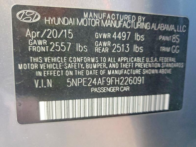 Aukcja sprzedaży 2015 Hyundai Sonata, vin: 5NPE24AF9FH226091, numer aukcji: 55952126