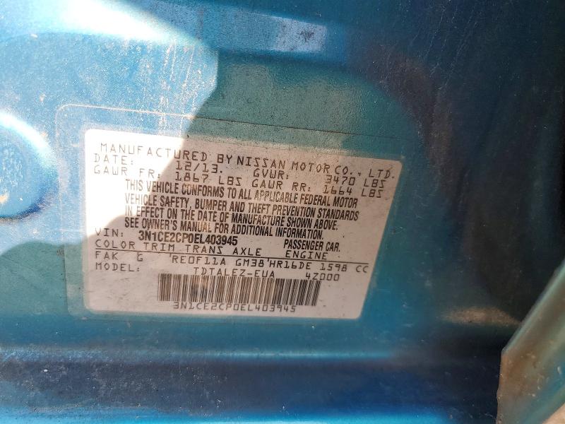 Продажа на аукционе авто 2014 Nissan Versa Note, vin: 3N1CE2CP0EL403945, номер лота: 56805336