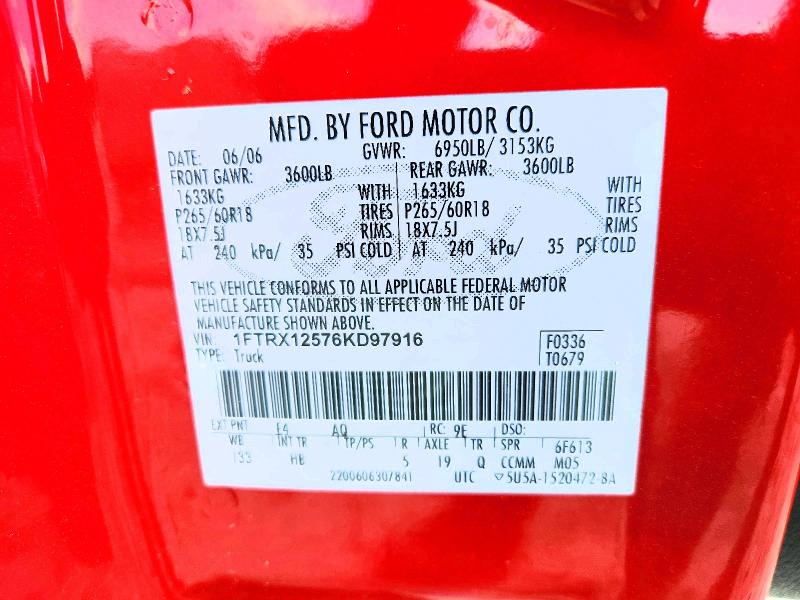 Aukcja sprzedaży 2006 Ford F150, vin: 1FTRX12576KD97916, numer aukcji: 58429906