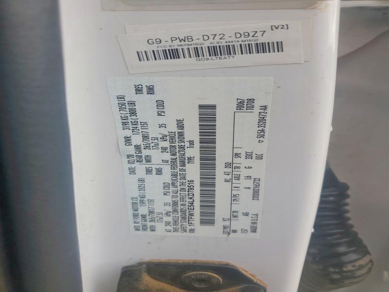 57085196 :رقم المزاد ، 1FTFW1E54LKD79516 vin ، 2020 Ford F150 مزاد بيع