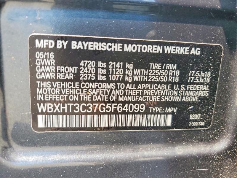 2016 Bmw X1 მანქანა იყიდება აუქციონზე, vin: WBXHT3C37G5F64099, აუქციონის ნომერი: 58537046