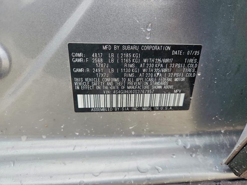 57516166 :رقم المزاد ، 4S4GUHU60S3767957 vin ، 2025 Subaru Crosstrek مزاد بيع
