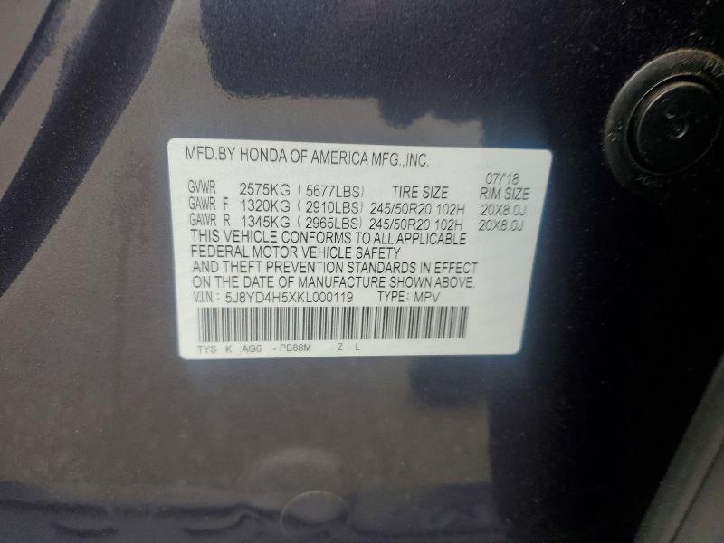 Aukcja sprzedaży 2019 Acura Mdx, vin: 5J8YD4H5XKL000119, numer aukcji: 54074586