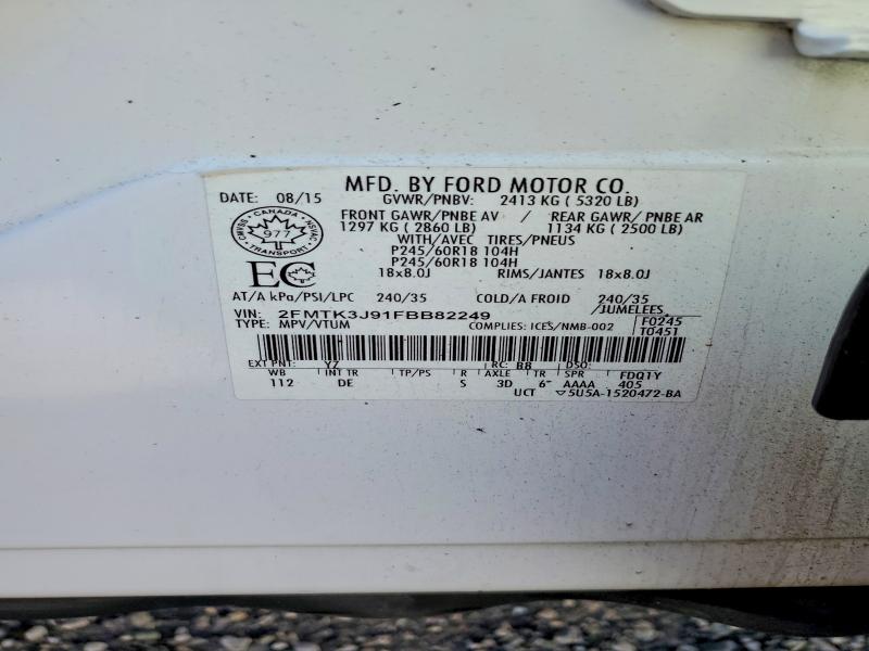 Продажа на аукционе авто 2015 Ford Edge, vin: 2FMTK3J91FBB82249, номер лота: 54823536