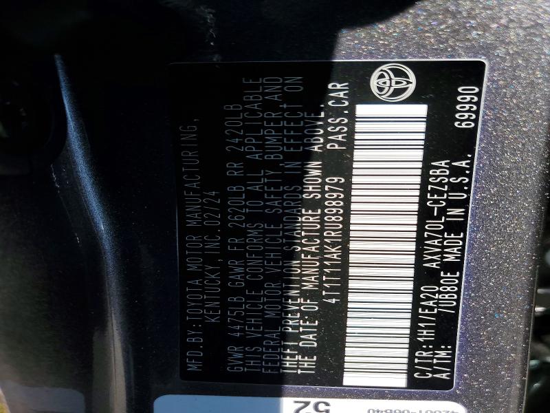 57361766 :رقم المزاد ، 4T1T11AK1RU898979 vin ، 2024 Toyota Camry مزاد بيع