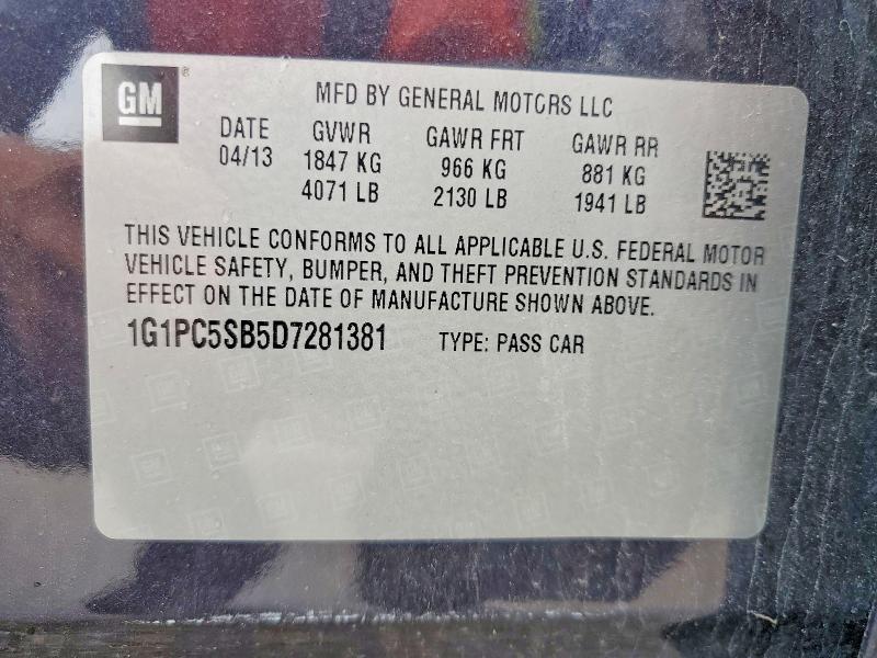 Продаж на аукціоні авто 2013 Chevrolet Cruze, vin: 1G1PC5SB5D7281381, номер лоту: 59129166