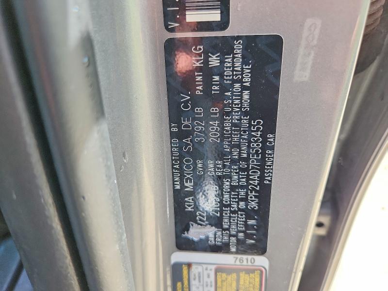 58841086 :رقم المزاد ، 3KPF24AD7PE583455 vin ، 2023 Kia Forte مزاد بيع