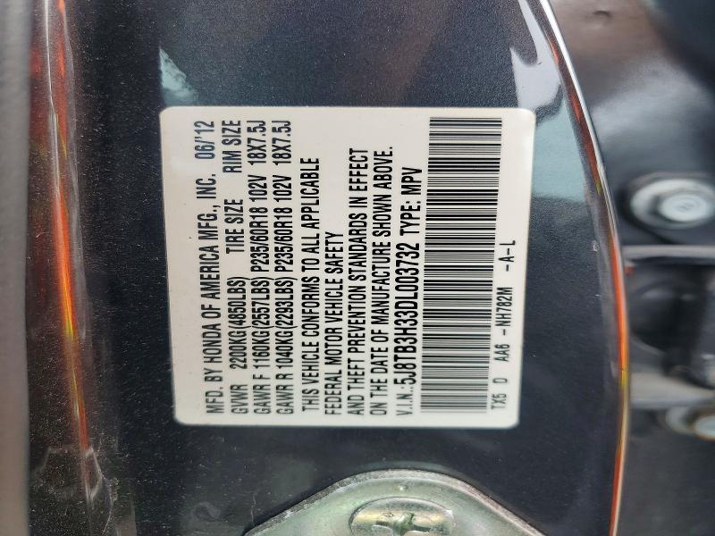 Продажа на аукционе авто 2013 Acura Rdx, vin: 5J8TB3H33DL003732, номер лота: 55868746