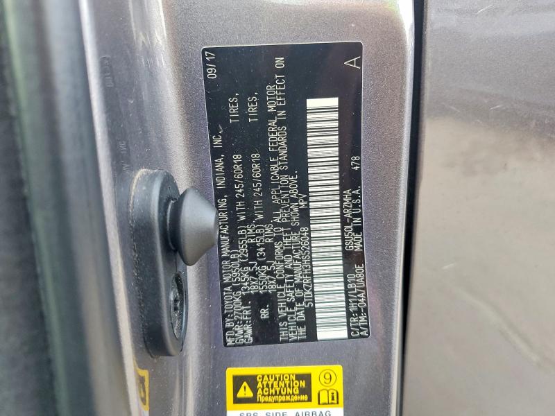 58304396 :رقم المزاد ، 5TDKZRFH3HS526048 vin ، 2017 Toyota Highlander مزاد بيع