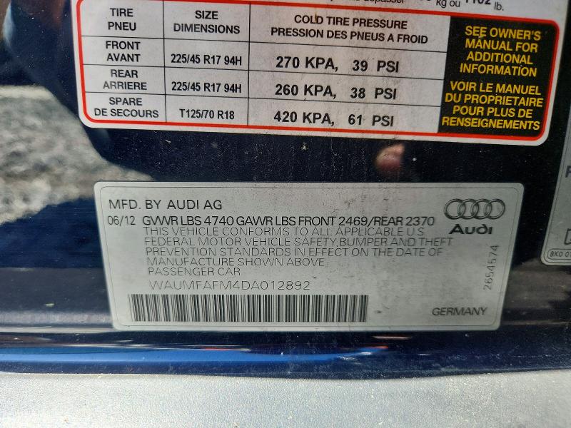 Продаж на аукціоні авто 2013 Audi A3, vin: WAUMFAFM4DA012892, номер лоту: 55160186