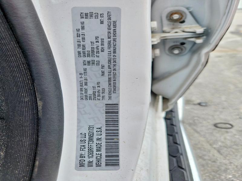 2021 Ram 1500 მანქანა იყიდება აუქციონზე, vin: 1C6SRFFT3MN531731, აუქციონის ნომერი: 56187706
