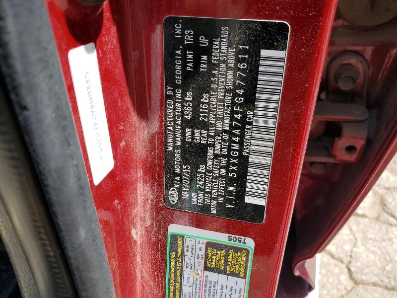 58116376 :رقم المزاد ، 5XXGM4A74FG477611 vin ، 2015 Kia Optima مزاد بيع