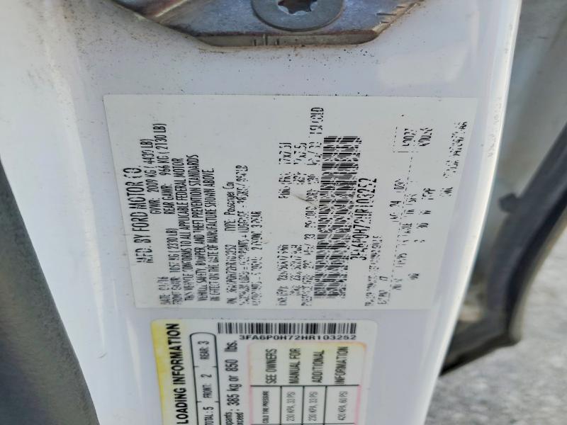 2017 Ford Fusion მანქანა იყიდება აუქციონზე, vin: 3FA6P0H72HR103252, აუქციონის ნომერი: 59170086