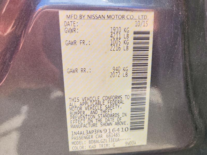 56934206 :رقم المزاد ، 1N4AL3AP3FN916410 vin ، 2015 Nissan Altima مزاد بيع