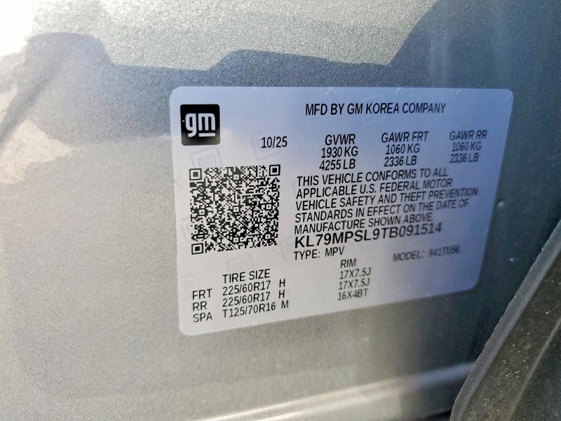 Aukcja sprzedaży 2026 Chevrolet Trailblazer, vin: KL79MPSL9TB091514, numer aukcji: 57628876