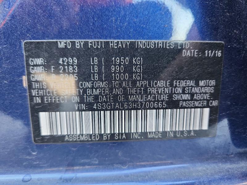Продажа на аукционе авто 2017 Subaru Impreza, vin: 4S3GTAL63H3700665, номер лота: 57156296