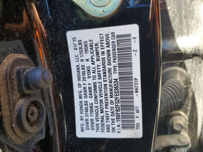 Aukcja sprzedaży 2015 Honda Civic, vin: 19XFB2F52FE036534, numer aukcji: 57053676