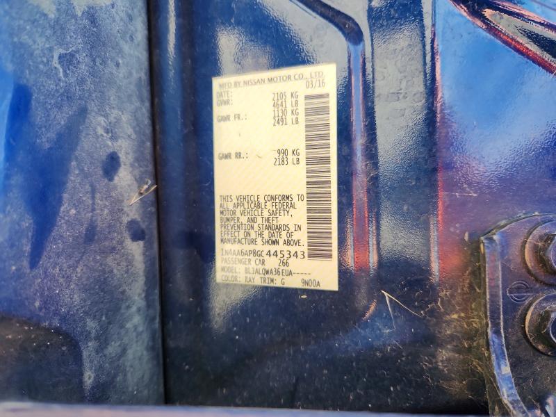 2016 Nissan Maxima მანქანა იყიდება აუქციონზე, vin: 1N4AA6AP8GC445343, აუქციონის ნომერი: 58605816