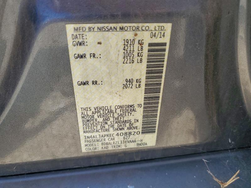 Продажа на аукционе авто 2014 Nissan Altima, vin: 1N4AL3APXEC408820, номер лота: 57865066