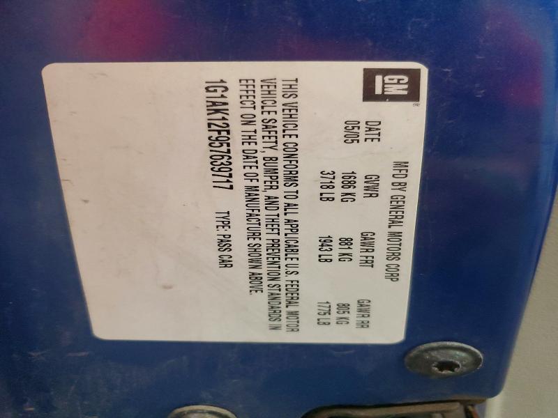 2005 Chevrolet Cobalt მანქანა იყიდება აუქციონზე, vin: 1G1AK12F957639717, აუქციონის ნომერი: 58714776
