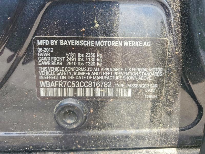 59160796 :رقم المزاد ، WBAFR7C53CC816782 vin ، 2012 Bmw 535 مزاد بيع