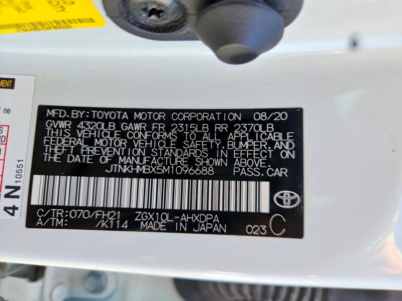 58524196 :رقم المزاد ، JTNKHMBX5M1096688 vin ، 2021 Toyota C-hr مزاد بيع
