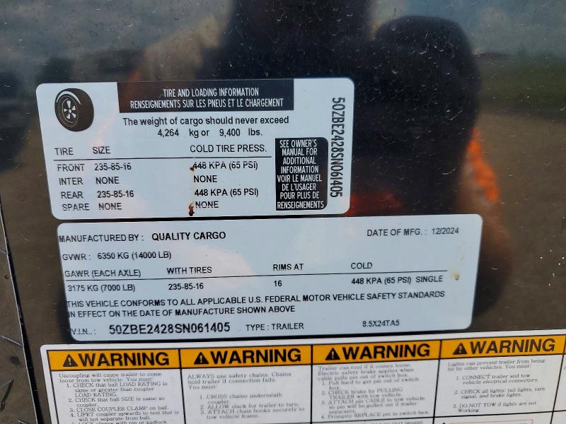 Продажа на аукционе авто 2025 Quality Cargo Unknown, vin: 50ZBE2428SN061405, номер лота: 55821676